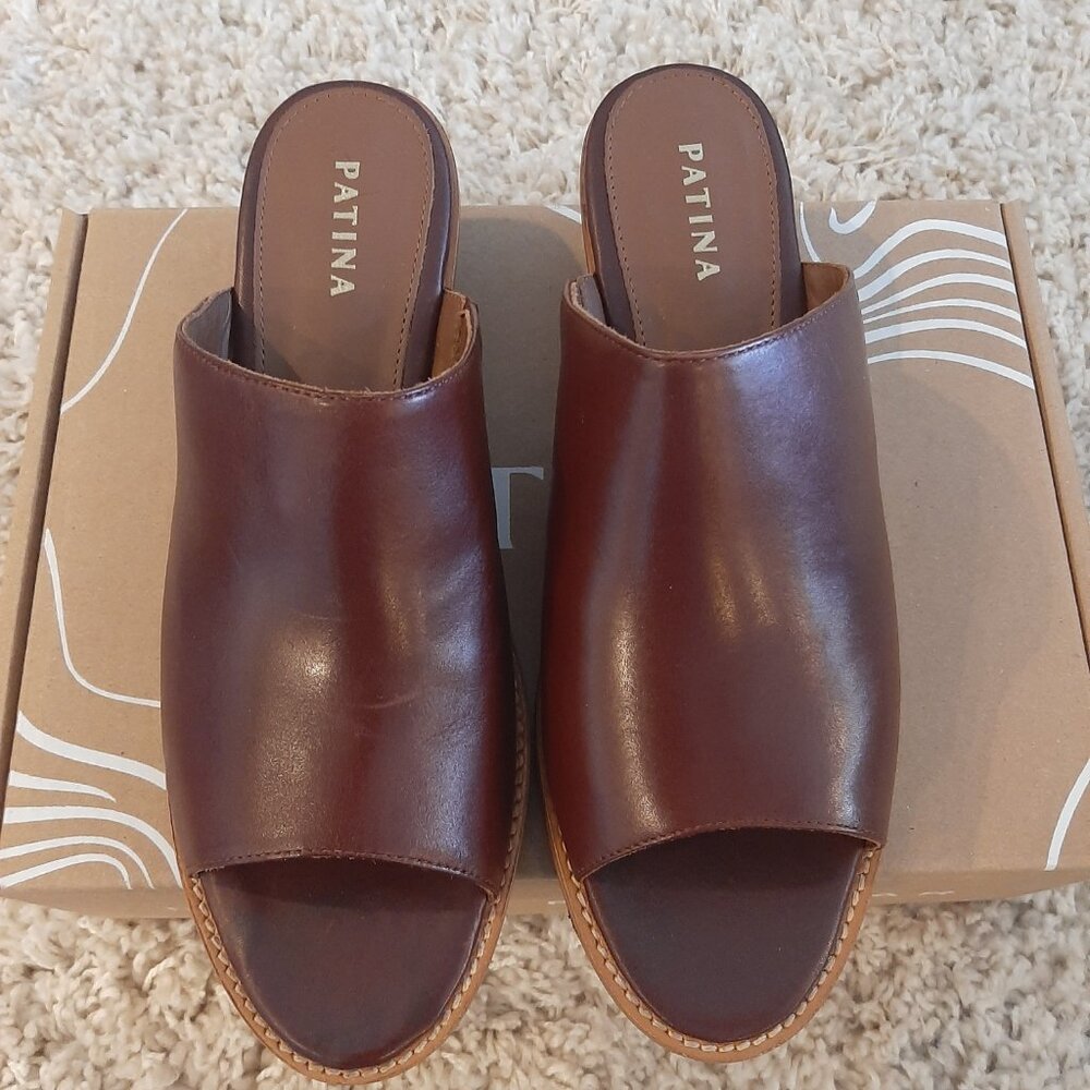 Portland Leather Patina Open toe mule size 9.5